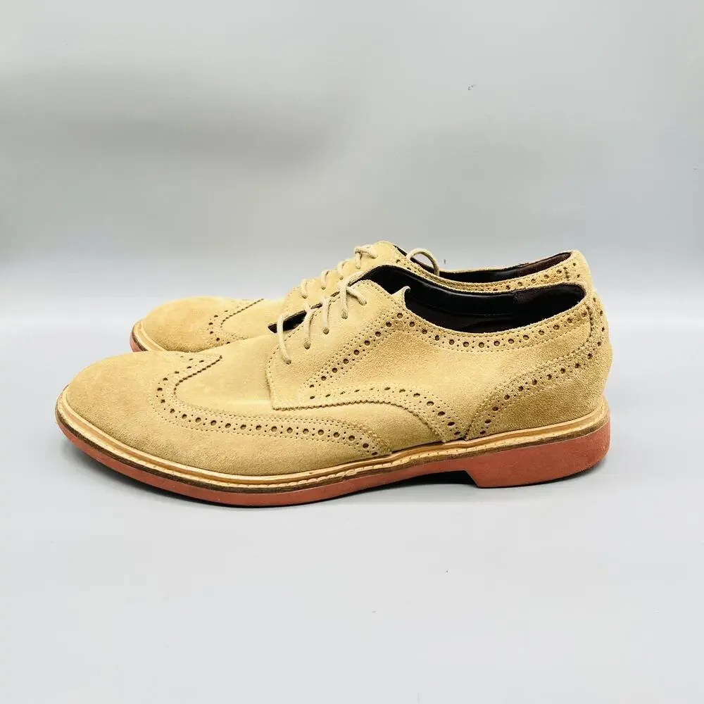 Cole Haan Shoes Mens 11 Beige Suede Wingtip Oxford Dress Brogue Casual Comfort